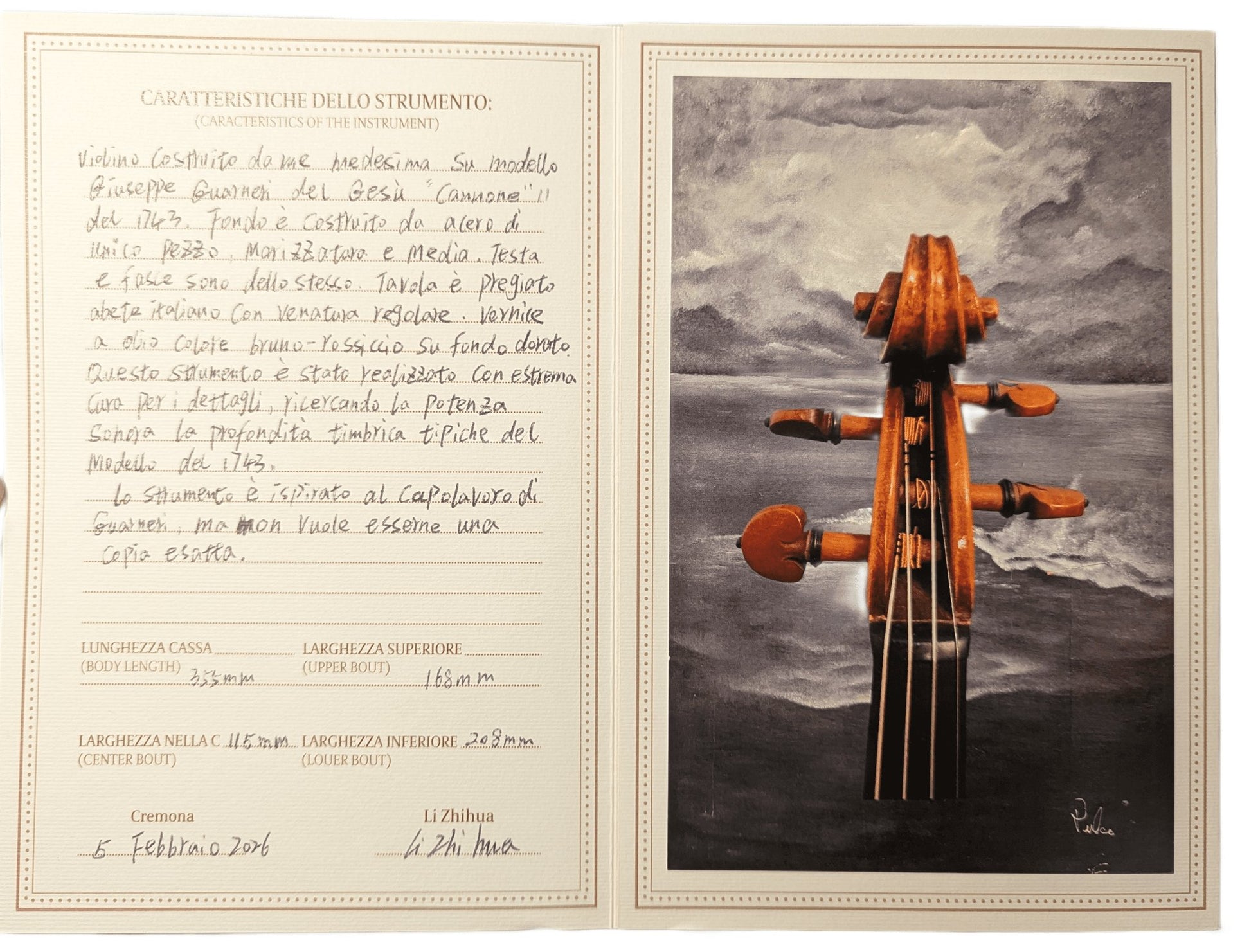 Li Zhihua Maestro Il Cannone Meistervioline nach Guarneri del Gesu 1743 - Detailansicht